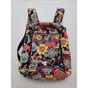Vera Bradley Happy Snails Navy Floral Large Laptop Tablet Backpack Retired